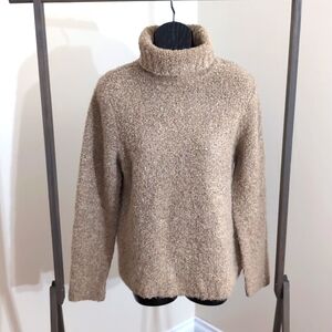 One| Tan Fluffy Long Sleeve Turtleneck Sweater Acrylic Blend